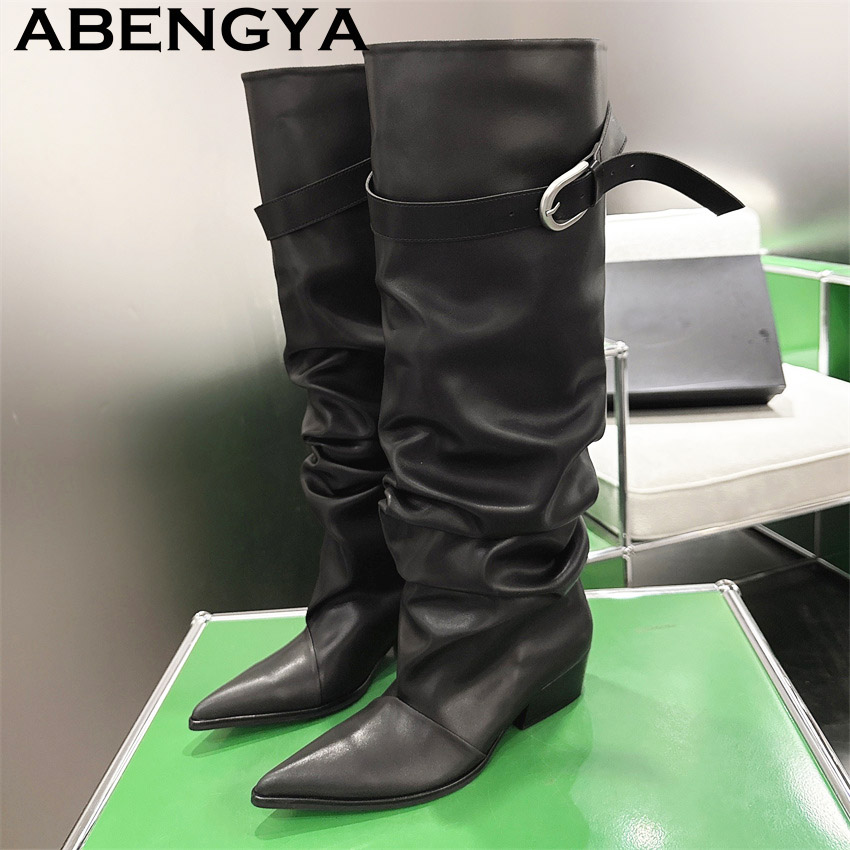 Women Fashion Week 2026 - 2026 Winter New Genuine Leather Knee-High