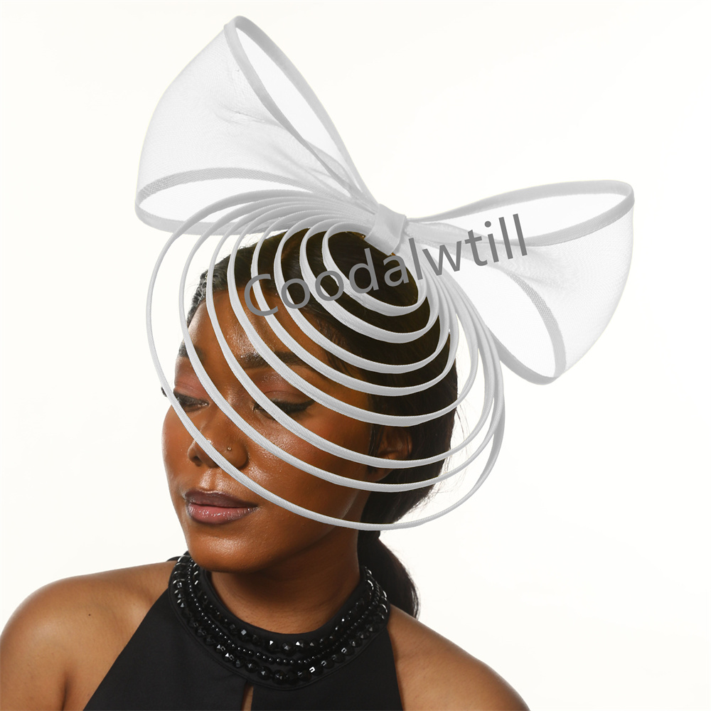 Women'S Fashion Visor - White Bow Fascinator Hats Ladies Church