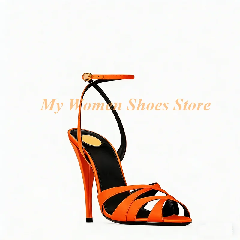 Women Fashion Ideas - Cross Strap Open Toe Sandals Ankle
