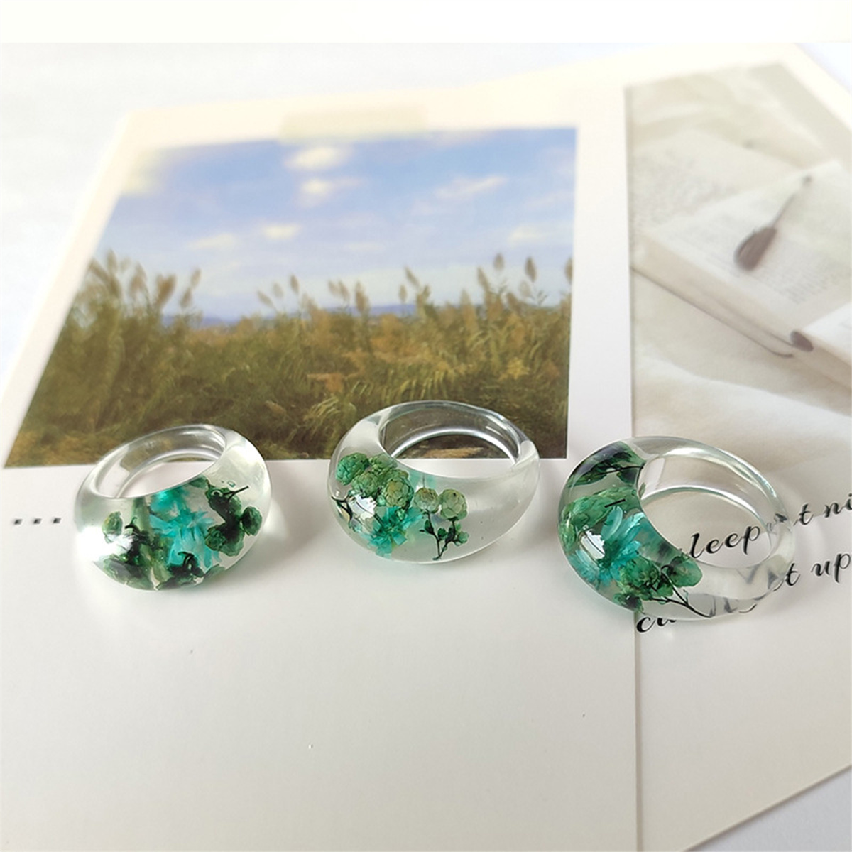 Transparent Resin Ring with Re - Women'S Real Y2K Fashion recension och pris