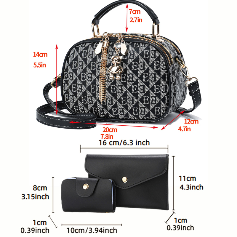 3-piece letter print mini roun - Crossbody Bag Women recension och pris