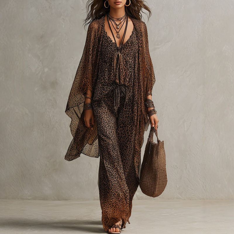 Retro Leopard Print 3 Piece Se - Women'S Fashion Kimono recension och pris