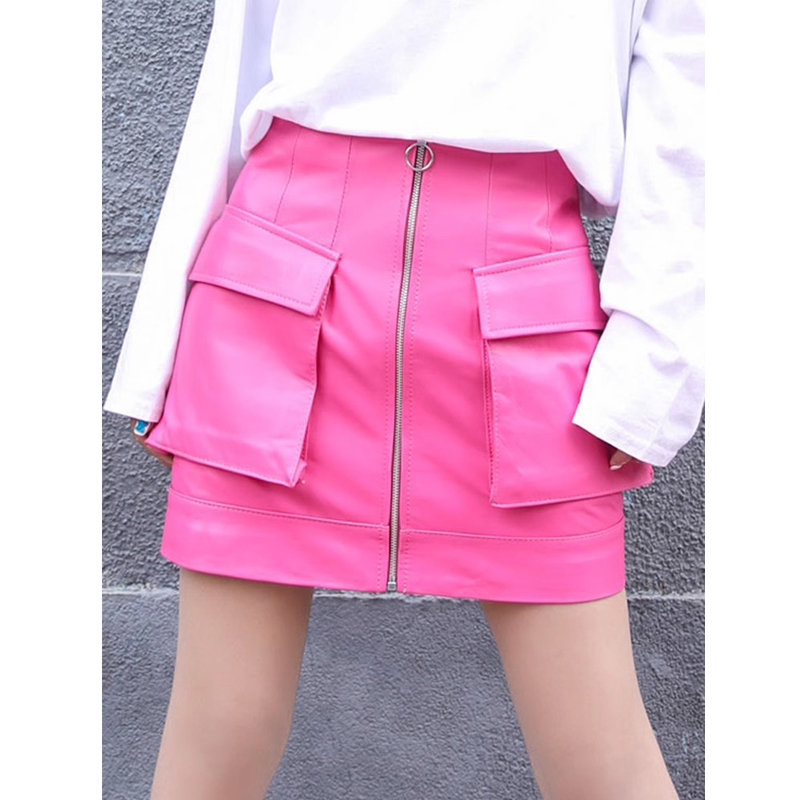 M-3XL Fashion Pink Real Leathe - Women'S Real Y2K Fashion recension och pris