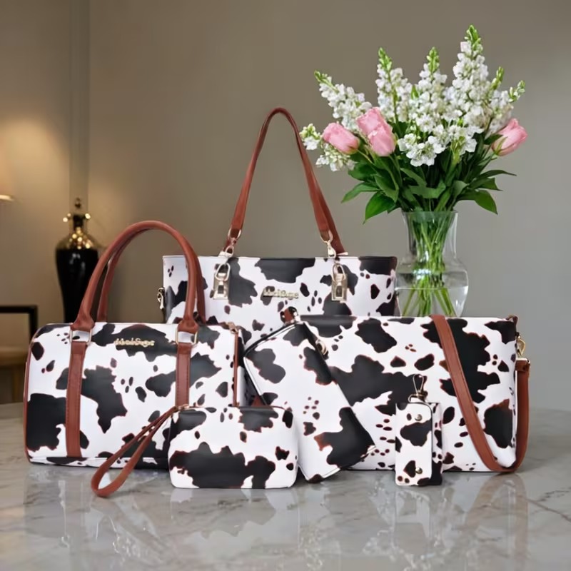 6-piece PU Fashion Cow-pattern - Crossbody Bag Women recension och pris