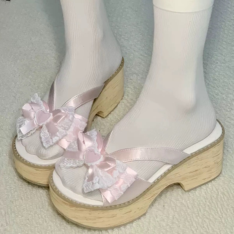Sweet Bow Wood Grain Thick Bot - Women'S Fashion Line recension och pris