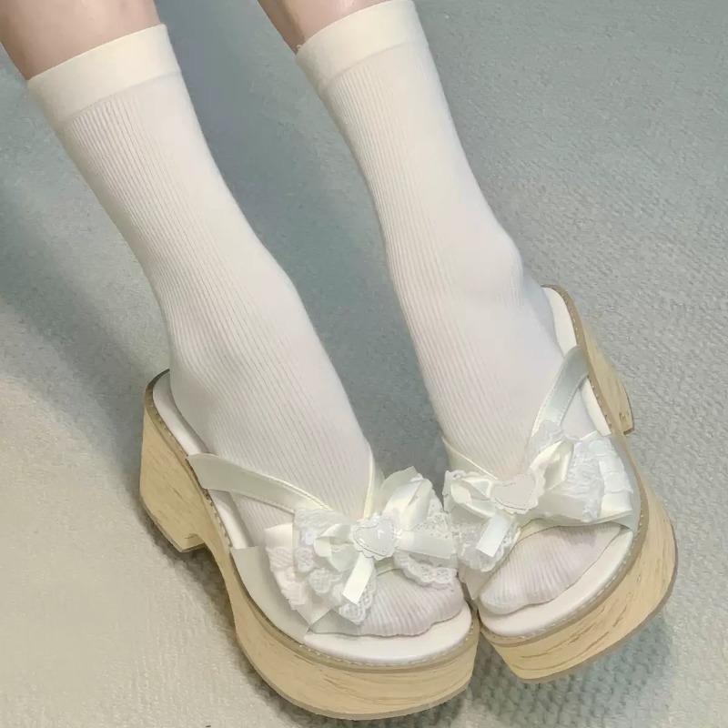 Sweet Bow Wood Grain Thick Bot - Women'S Fashion Line recension och pris