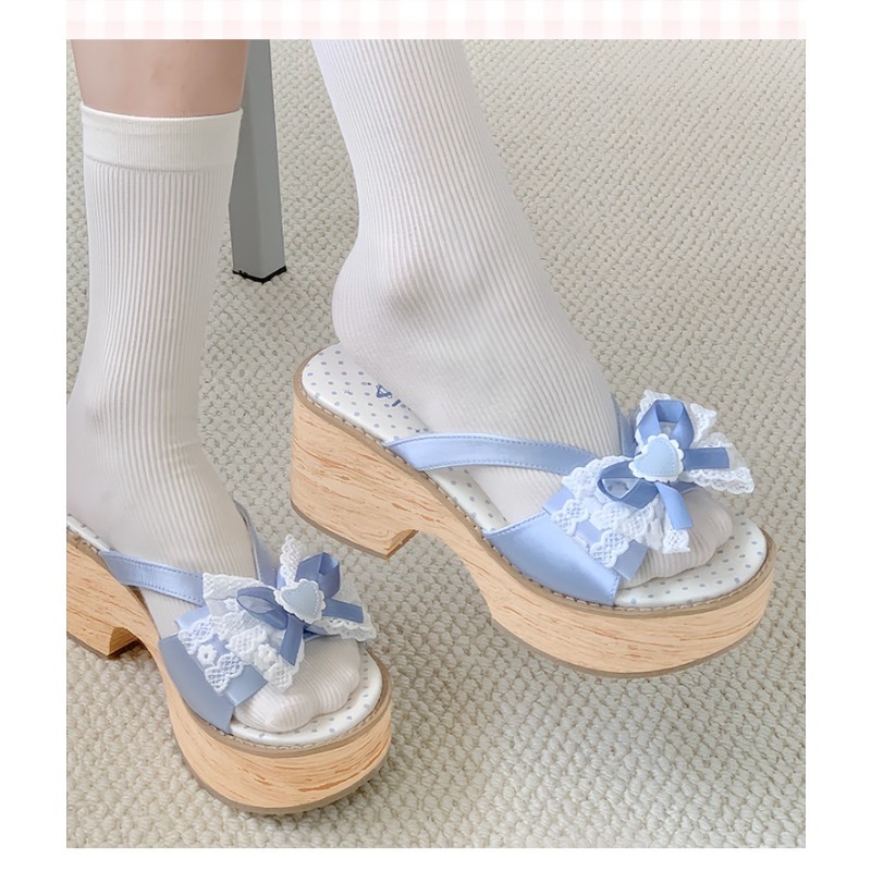 Sweet Bow Wood Grain Thick Bot - Women'S Fashion Line recension och pris