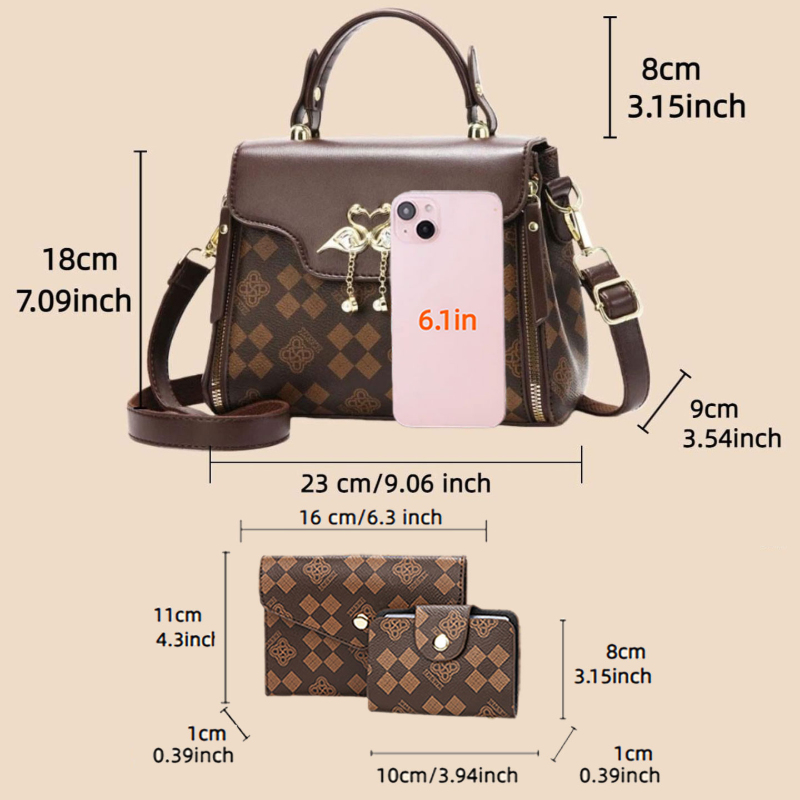 3-piece women's bag set, light - Crossbody Bag Women recension och pris