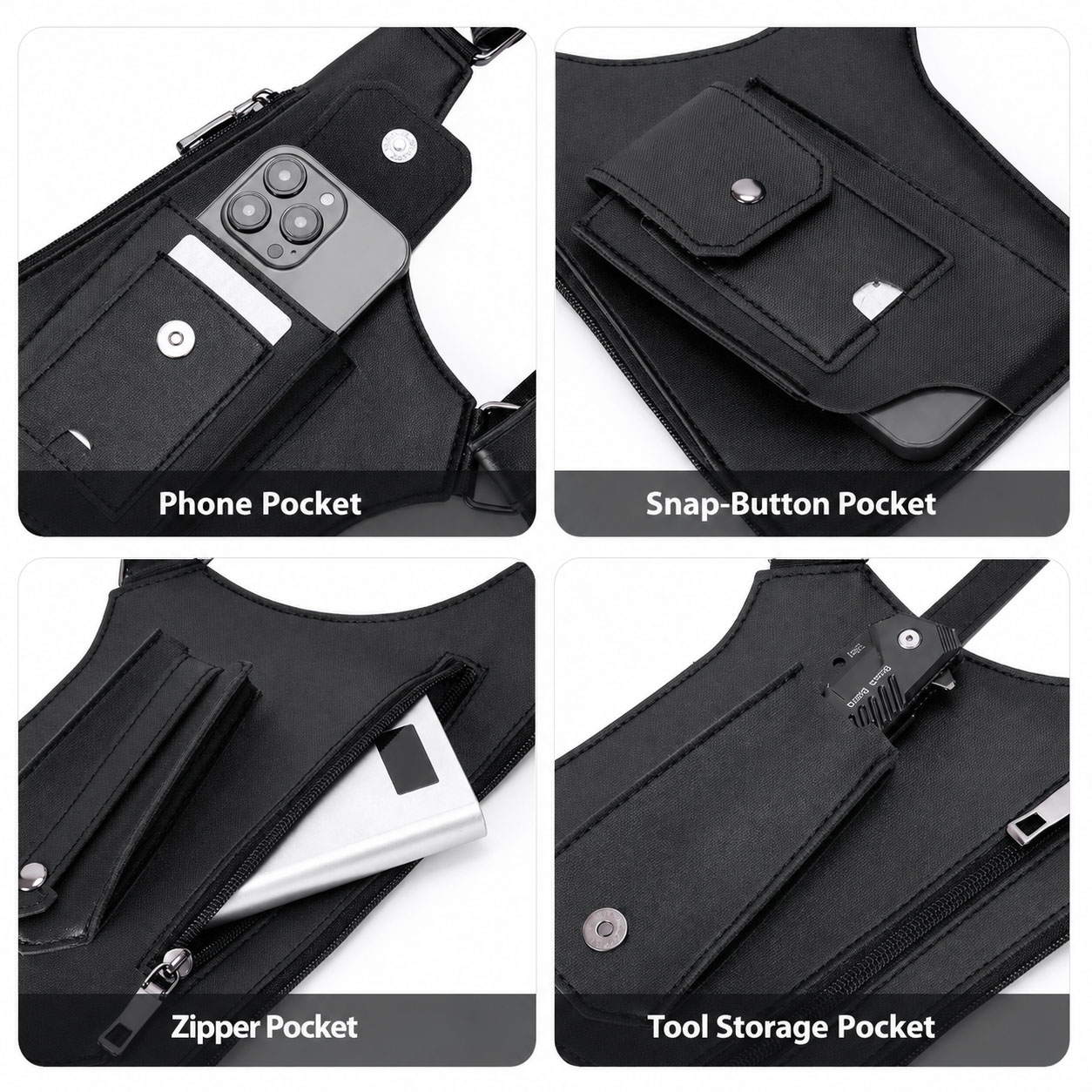 Leather Vest Bag Men Women Uti - Women'S Fashion Utility Vest recension och pris