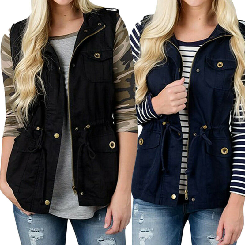 Fashion Women Vest Olive Cargo - Women'S Fashion Utility Vest recension och pris